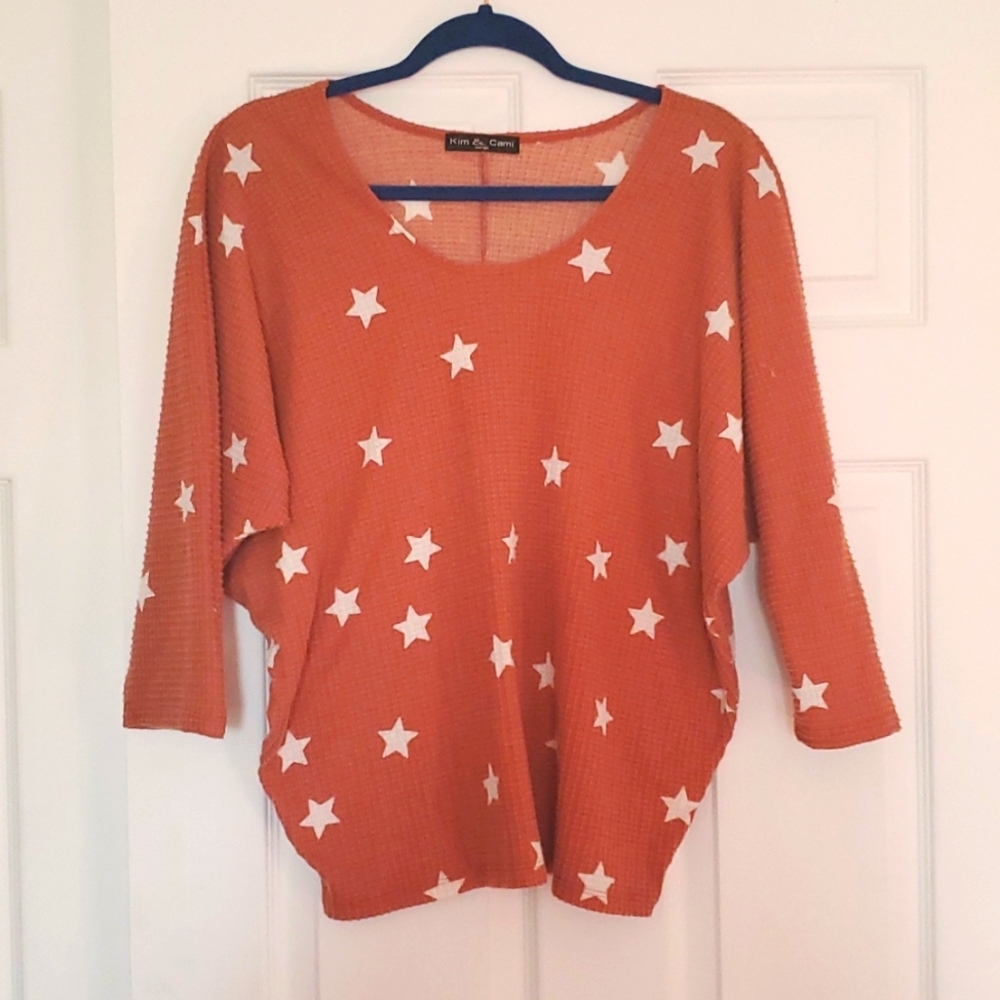 Kim & Cami Large Orange Batwing Shirt